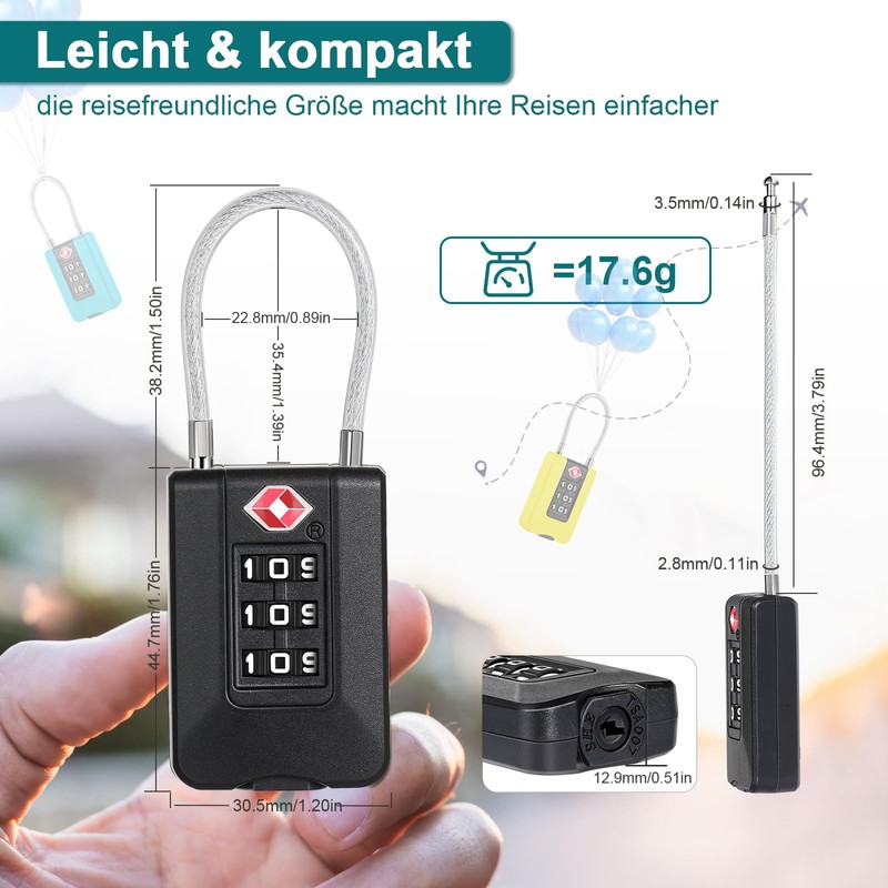 ZHEGE Suitcase Lock Combination Lock 3 Digit TSA Lock with