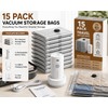 15 Pack Travel Vacuum Storage Bags with Rechargeable Electric Pump,