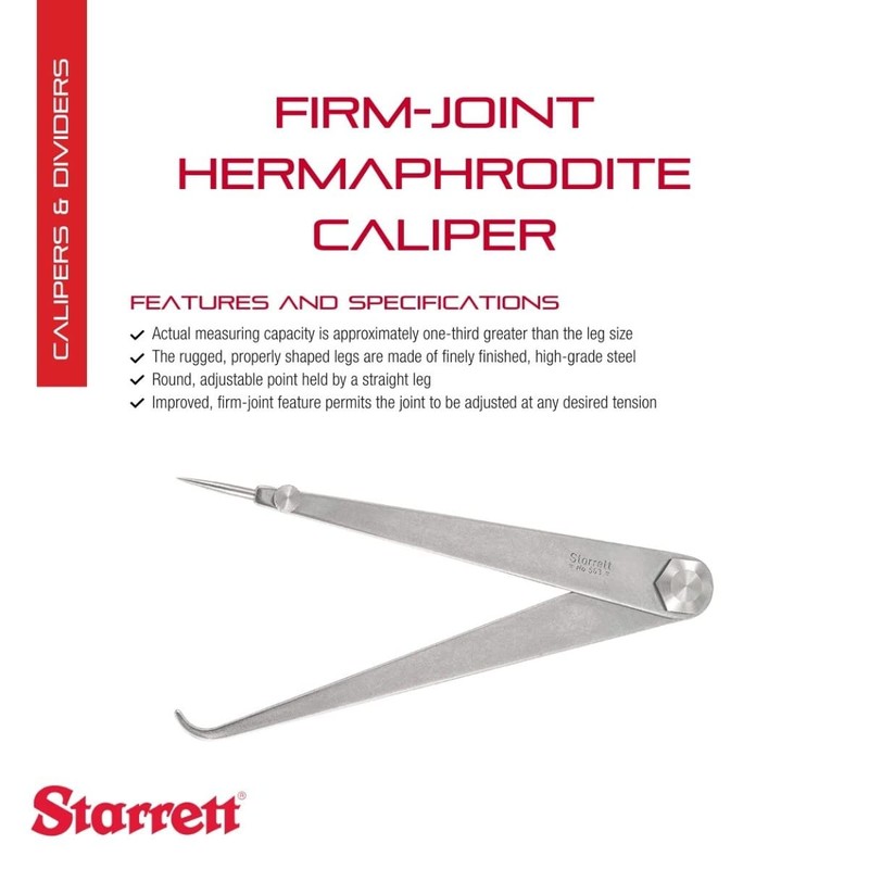 Starrett Firm-Joint Hermaphrodite Caliper with Finely Finished, High-Grade Steel and