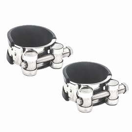 SODOI Motorcycle Parts, 2 Pieces, 1.9 - 2.0 inches (48 - 51 mm), Muffler Clamp, Exhaust Hose Band, Bike Muffler Guard, 304 Stainless Steel, Clamp Bolt, Universal Use, Heat Resistant, Fixed, Silver
