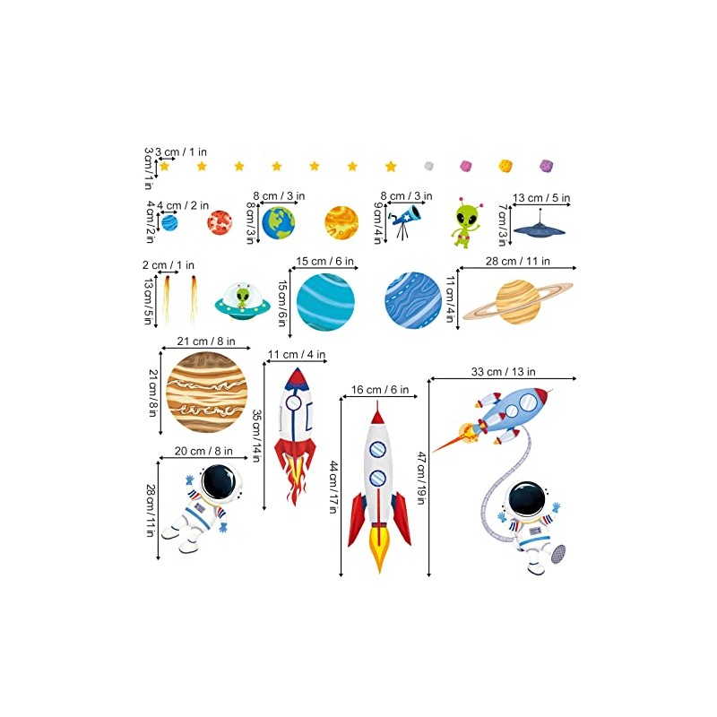 Decalmile - Calcomanías de pared para el espacio exterior, planetas