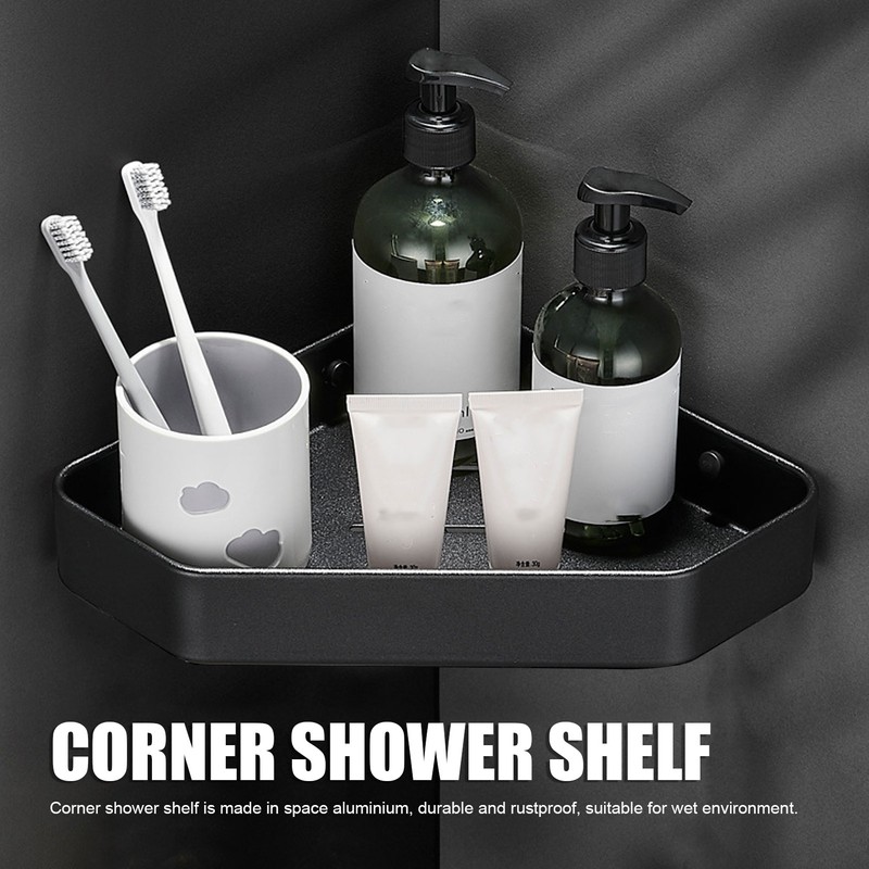 Corner Shower Shelf Punch Free Easy Installation Space Aluminium Rustproof