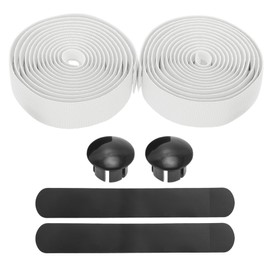 BULLSPANN 1 Pair Bicycle Handlebar Tapes, Non-Slip and Shock Absorbing Handlebar Tape PU and EVA for Road Bike, Wave Pattern Grip Tape for MTB, 216 x 3 cm, Thickness 3 mm, White