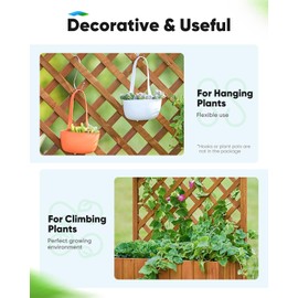 Quictent Raised Garden Bed Wood Planter Box with Lattice Trellis for Vine Climbing Plants Flower Free-Standing, for Patio Garden Indoor Outdoor 29x12x70 in