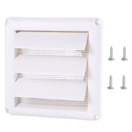 Dryer Vent Cover, Allvent 6" Outdoor Louvered Wall Air Vent Hood Outlet Cover with Grille Screen for HVAC System Front Plate Size 8"x8"(White)