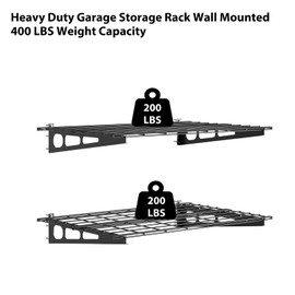 Heavy-Duty Garage Wall Mounted Shelves,2x4 FT Wall Mounted Storage Shelves,400 Lbs Load Capacity Garage Storage Rack Floating Shelves, 2 Pack, Suitable for Shop, Shed, Garage Storage