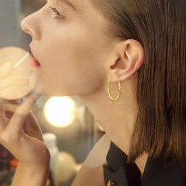 Hoop Earrings Women's 925 Sterling Silver Diamond Cut Hoop Earrings Round Earrings for Women Girls Unisex, Diameter 20, 30, 40, 50, 60 mm, Sterling Silver