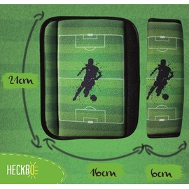 HECKBO 2 x Children's Car Seat Belt Pads with Football Motif – Seat Belt Pad for Children and Babies – Ideal for Any Belt Car Seat Raiser Children Bicycle Trailer Aeroplane