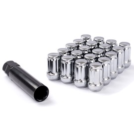 DCVAMOUS 20 PC 12x1.25 Lug Nuts Chrome 6-Spline Compatible with Nissan Subaru-Inifiniti 5 Lug Aftermarket Wheels - M12x1.25 Tuner Lugnuts 1.38" Tall Cone Seat with Key for Forester Pathfinder Impreza