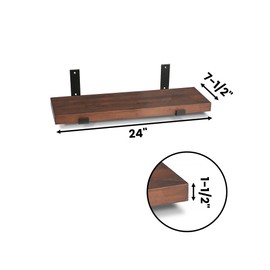 CONSDAN Floating Shelves, USA Grown Hardwood, Wall Shelves for Bedroom, Bathroom, Living Room, Kitchen 24x7.5x1.5 in