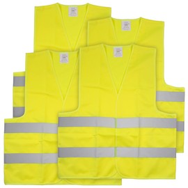 Lescars Set of 4 Car High Visibility Vests, European Approved According to EN ISO 20471 (Safety Vest Motorcycle, Safety Vest Car)