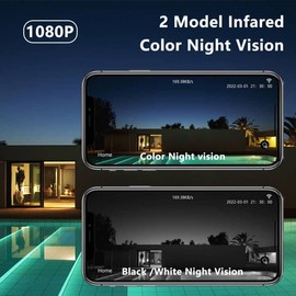 Cámara de seguridad WiFi al aire libre 1080P  Cámara inteligente inalámbrica para seguridad en el hogar con visión nocturna de 360 a todo color...    