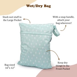 Mama Koala Waterproof Wet Dry Bags for Baby Items, Cloth Diapers, Swimsuits, Travel, Gym Clothes, Beach, Pump Parts, Toiletries, Two Zippered Pockets, 2 Pack (W017)