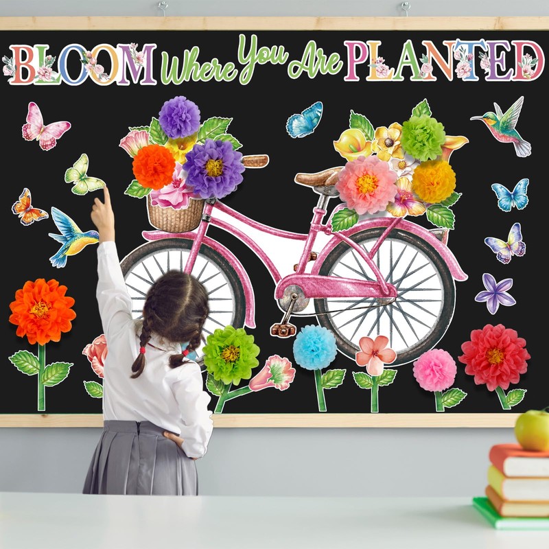 Pasimy Flower Bulletin Board Decorations Set 3D Paper Flower Cutouts