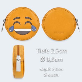 MANAGE Smiley Wallet with Key Ring - Includes Gift Box - Mini Wallet for Women and Children - Key Case Women's Leather Yellow, Tears of Joy Smiley Yellow, coin purse