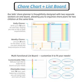 JJPRO Magnetic Chore Chart for Kids Multiple Kids, Adults-14.5"x11" Behavior Reward Responsibility Chart for Fridge and One List Board, Chores Chart for Teens, Checklist Dry Erase Chore Chart