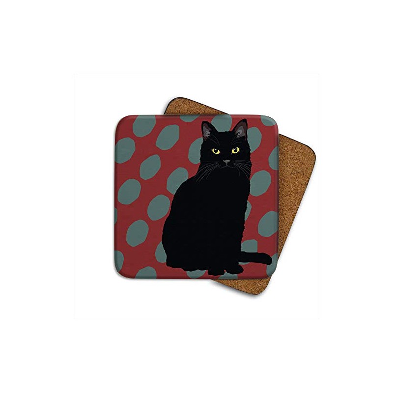 Black Cat - Set of 4 Coasters - Leslie Gerry