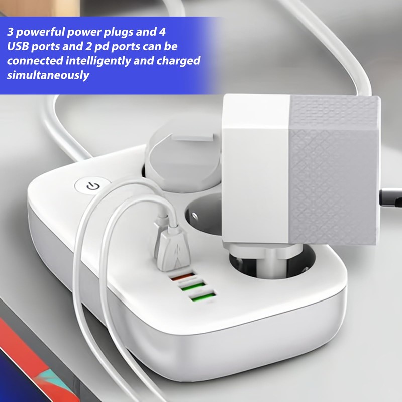 GOEDCH Multiple Socket with USB C: Distribution Socket 3 Way