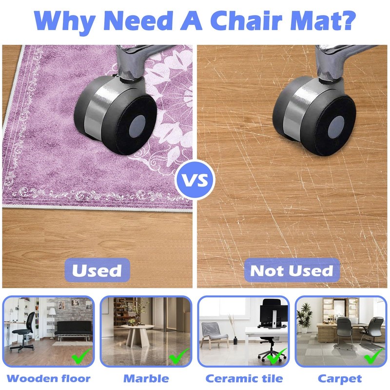 Office Chair Mat for Hard Floors, Desk Chair Rug Protector