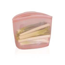 FIRGI 6.3-Cup Bowl Premium Reusable Silicone Bags Multi-Use Food Bag Lunch Bag Cosmetic and Travel Containers | Sous Vide | BPA Free, Leak-free, Dishwasher and Freezer Safe Eco-Friendly DryRose,51oz