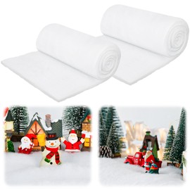 QZYL 2 PCS Snow Blankets, 3×8 FT Thick Xmas Artificial Fake Snow Blanket for Christmas Village Display, Christmas Decorations, Fluffy Christmas Blanket for Winter Wonderland Decorations Table Runner