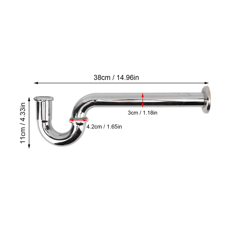 Brass Sink Drain Tubing Set Silver Slick Finish No Ageing