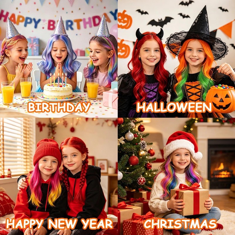 10PCS Temporary Hair Color Wax for Kids, Halloween Party, Washable