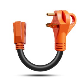 Ficstar Cable adaptador de 30 A 15 A RV, adaptador de corriente eléctrica de 30 A 110 V, cable adaptador de RV de 12 V, cable de calibre 12, 12 pulgadas con agarre, NEMA TT-30P a NEMA 5-15R