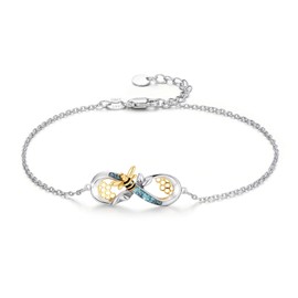 ABIGY Bee Infinity Bracelet 925 Sterling Silver Bee Bracelet Infinity Jewellery With Turquoise for Women