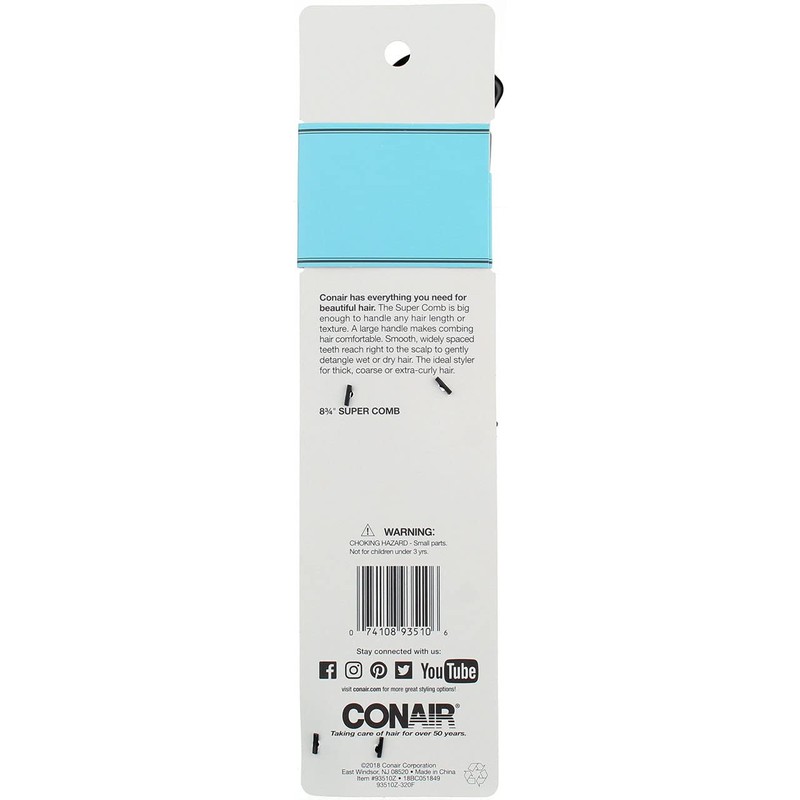 Conair Styling Essentials Super Comb -- 6 per case.