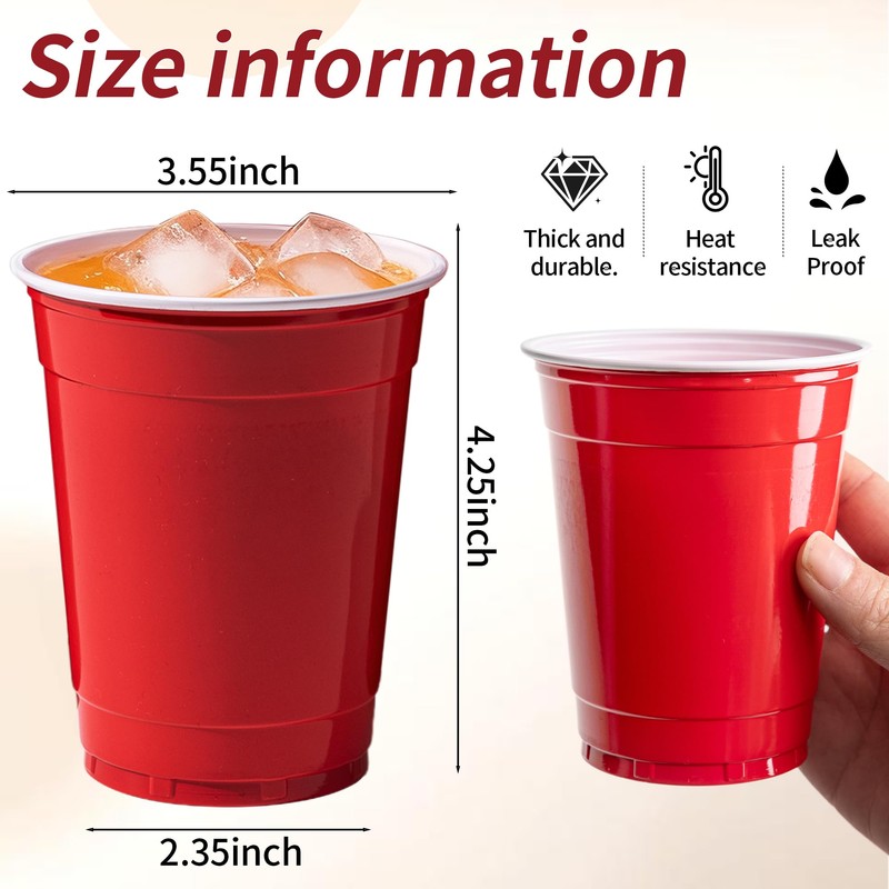 Buy & Delight Red Disposable Plastic Cups, 12 oz (350ml),