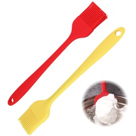 Backpinsel-Set, 230 °C, hitzebeständig, lebensmittelechtes Silikon, Öl- und Soßenpinsel für Grill, Backen und Küche, einteiliger Edelstahlkern, spülmaschinenfest, 2-teiliges Set