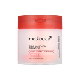 MEDICUBE Red Succinic Acid Peeling Pad, Pads Exfoliantes Faciales Coreanos con Ácido Succínico 0.5, Niacinamida 2 y Pantenol 0.5, para Textura, Poros 