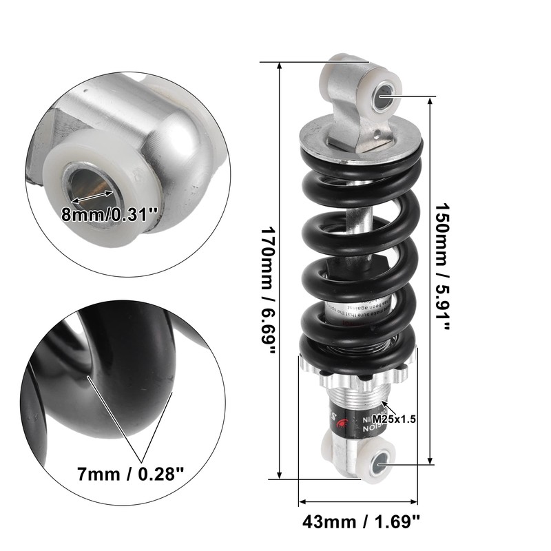 X AUTOHAUX Rear Shock Absorber 150 mm 1200 lbs for
