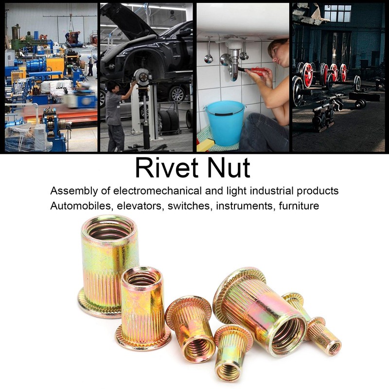 180Pcs Flat Heads Rivet Insert Nut Kit Metric Carbon Steel