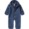 Engel Baby Jumpsuit with Hood, Wool Fleece - Blue blend,
