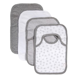 Burt's Bees Baby Burt's Bees Baby - Bibs, 4-Pack Lap-Shoulder Drool Cloths, 100% Organic Cotton with Absorbent Terry Towel Backing (Heather Grey)