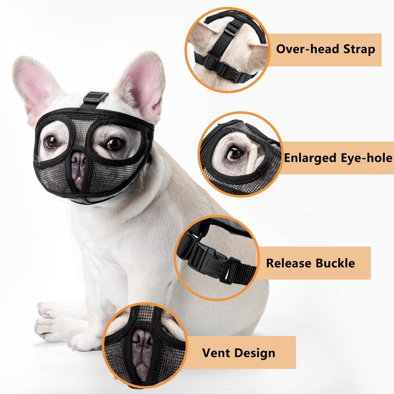 Ohcozzy Short Snout Dog Muzzle with Enlarged Eye Hole, Soft