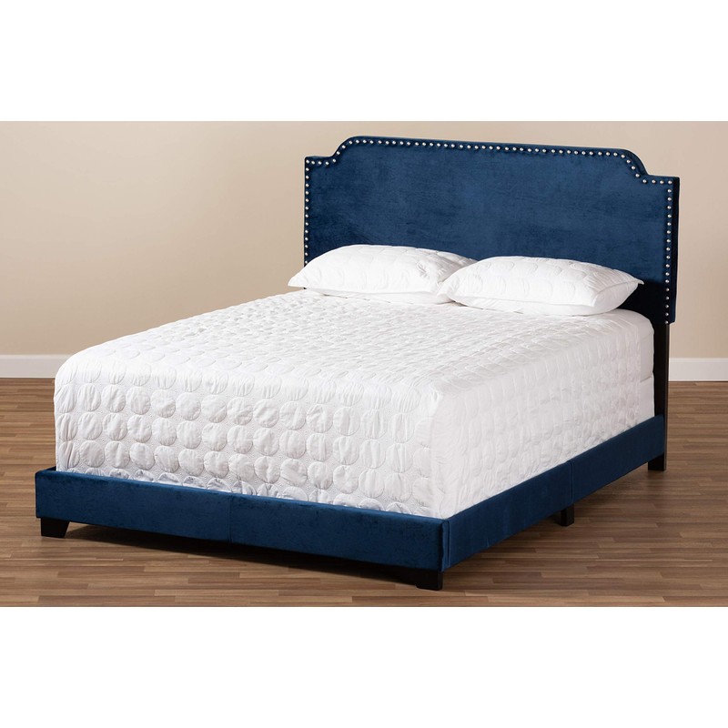 Baxton Studio Beds (Need box spring), Full, Navy Blue