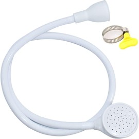Sink Shower Head Single Tap Shower Head Shower Head Shower Attachment Rubber Shower Hose for Faucets Portable Pet Shower Dog Cat Shower Hair Wash for Bathtub (1.3m, White)