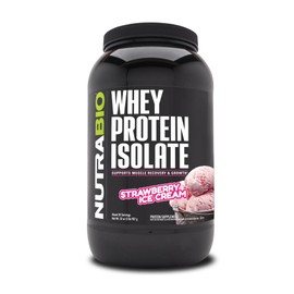 NutraBio 100% Whey Protein Isolate Protein Powder, 25g Protein with Complete Amino Acid Profile, Soy and Gluten Free, Low Carb and Low Calorie Whey Protein Powder, Strawberry Ice Cream, 2 Lbs.