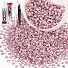 3000PCS SS16/4mm Crystal Rhinestones (Light Pink) with 2Pcs 10ml B7000 Jewelry Glue, Bedazzling Flatback Glass Rhinestones for Crafting, Gems Diomand Charms for Tumbler Shoes Clothing Mugs Nail Art