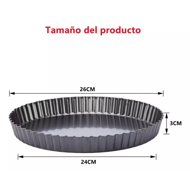 Molde Hornear Pay Desmontable Reposteria Antiadherente 26 Cm Color Negro