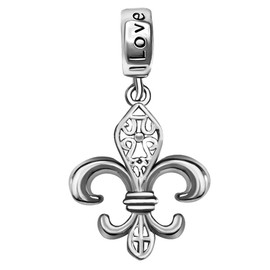 JMQJewelry Graduation 2024 Fleur De Lis Flower Dangle Womens Bead Charms for Bracelets Mom Mother Grandma Sister Friendship Christmas