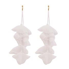 Floral Chiffon Earrings for Women White Flower Statement Tassel Earrings Long Chandelier Drop Dangle Earrings for Daily Dresses Wedding Holiday Party