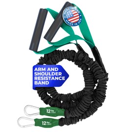 American Made Arm & Shoulder Training Resistance Bands for Home Exercise & Upper Body Workouts, Portable Gym Equipment for Strength, Rehabilitation & Stretching for Men & Women- 12lb Light