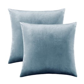 GIGIZAZA Velvet Grey Blue Cushion Covers 24 x 24 Inch Large Square Decorative Throw Pillowcases 60 x 60cm for Sofa Bedroom Living room 2 pack