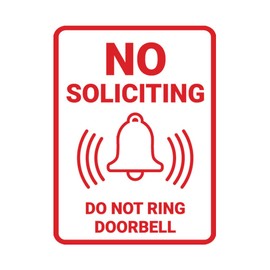 Portrait Round No Soliciting Do Not Ring Doorbell Sign (White/Red) - Small