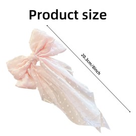 Large Pink Satin Hair Bow - Oversized French Hair Clip for Birthday Party, Wedding, Christmas - Light Pink Ribbon