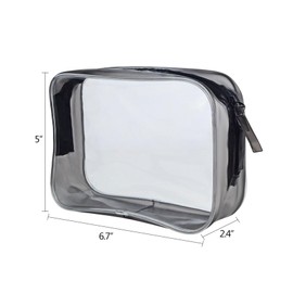 5 Pack TSA Approved Clear Toiletry Bag Clear Cosmetic Makeup Bag for Travel, Beach Vacation and Bathroom Quart Size Black